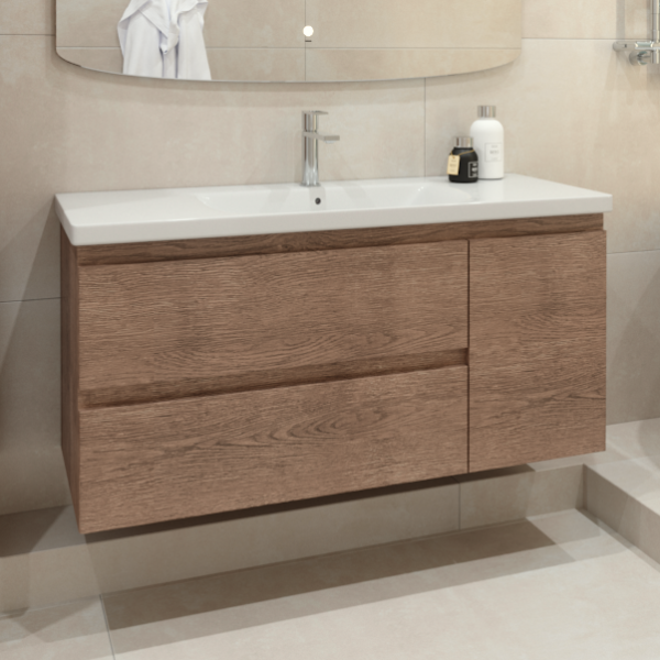 Тумба с раковиной Caprigo Forte 120 R подвесная, светлый орех