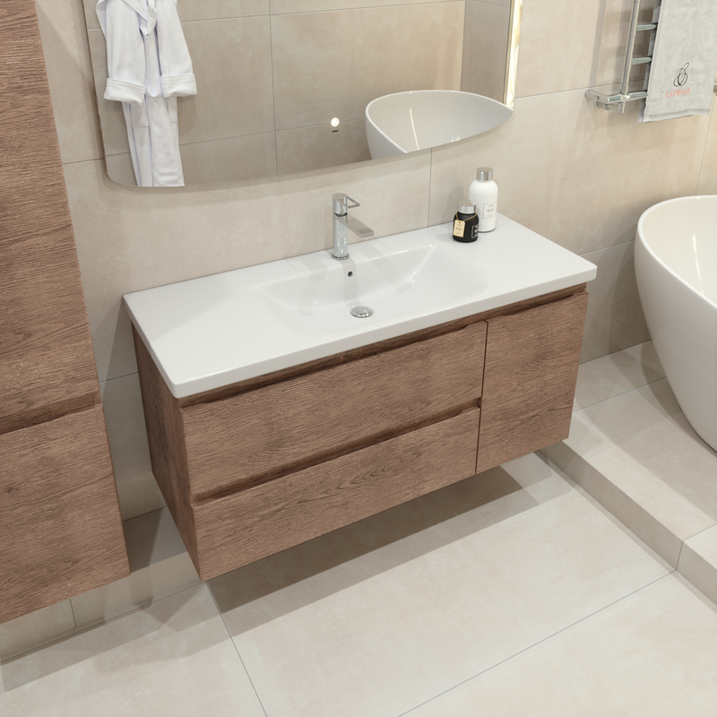 Тумба с раковиной Caprigo Forte 120 R подвесная, светлый орех