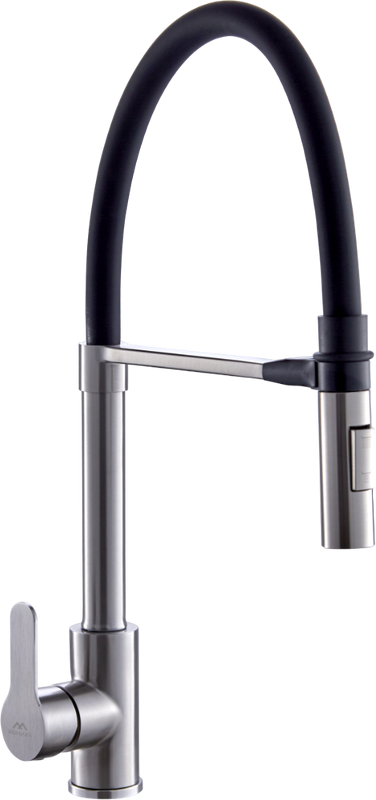 Смеситель для кухни Fashun A54511-7 с гибким изливом, сатин, черный