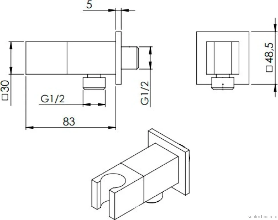 Шланговое подключение Remer 338Q с держателем для душа