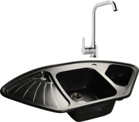 Комплект Мойка GranFest Corner C-1040 E черная + Смеситель MEGA Ege MG-PL10 хром