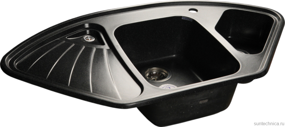 Комплект Мойка GranFest Corner C-1040 E черная + Смеситель MEGA Ege MG-PL10 хром