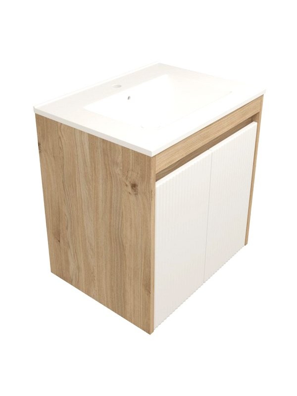 Тумба с раковиной Teymi Netta 60 дуб, белая волна