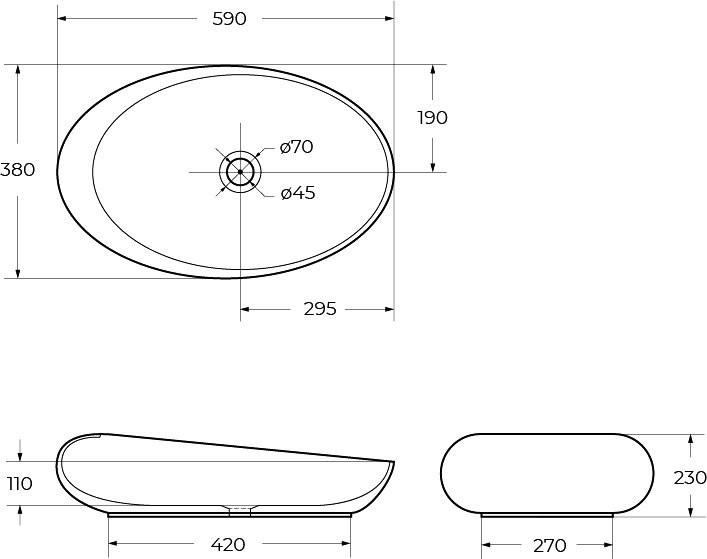 Накладная раковина BelBagno BB1396 59