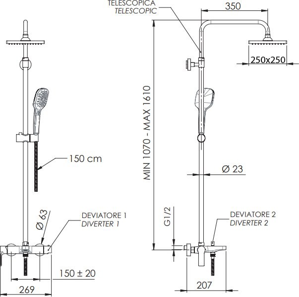 Душевая стойка Remer Energy EY34ASD25