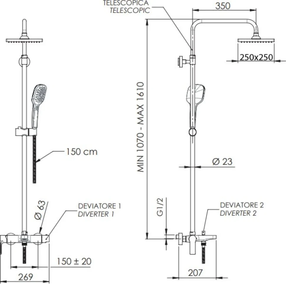 Душевая стойка Remer Energy EY34ASD25
