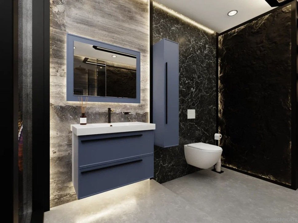 Тумба под раковину La Fenice ELBA Twin Blu Grigio синяя матовая 80 см