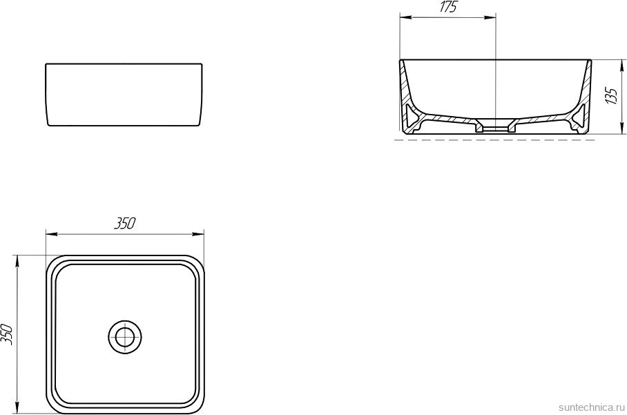 Накладная раковина Cersanit Crea 35 Square