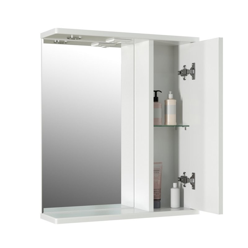 Шкаф с зеркалом в ванную MIXLINE 69,2х19х60 Белый ПВХ, 542408
