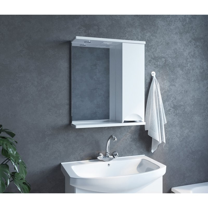 Шкаф с зеркалом в ванную MIXLINE 69,2х19х60 Белый ПВХ, 542408