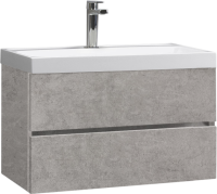 Тумба с раковиной Belux Бостон 80 подвесная, бетон чикаго светло-серый, 2 ящика