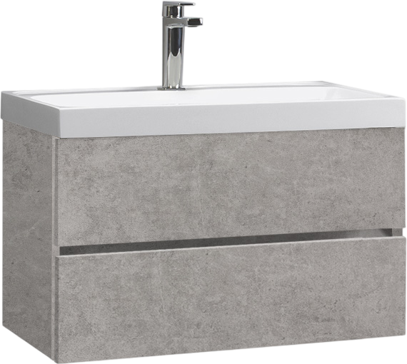 Тумба с раковиной Belux Бостон 80 подвесная, бетон чикаго светло-серый, 2 ящика