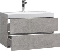 Тумба с раковиной Belux Бостон 80 подвесная, бетон чикаго светло-серый, 2 ящика