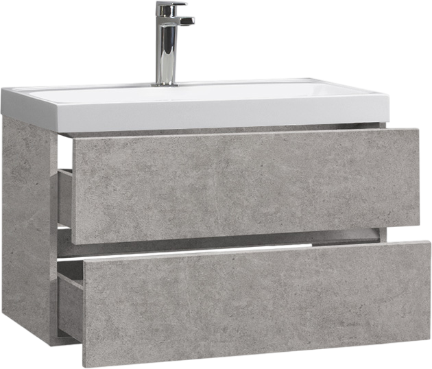 Тумба с раковиной Belux Бостон 80 подвесная, бетон чикаго светло-серый, 2 ящика