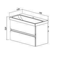 Тумба с раковиной Belux Бостон 80 подвесная, бетон чикаго светло-серый, 2 ящика