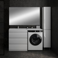 Мебель для ванной комнаты Style Line Даллас 140 L люкс, белая, зеркало DIWO Элиста