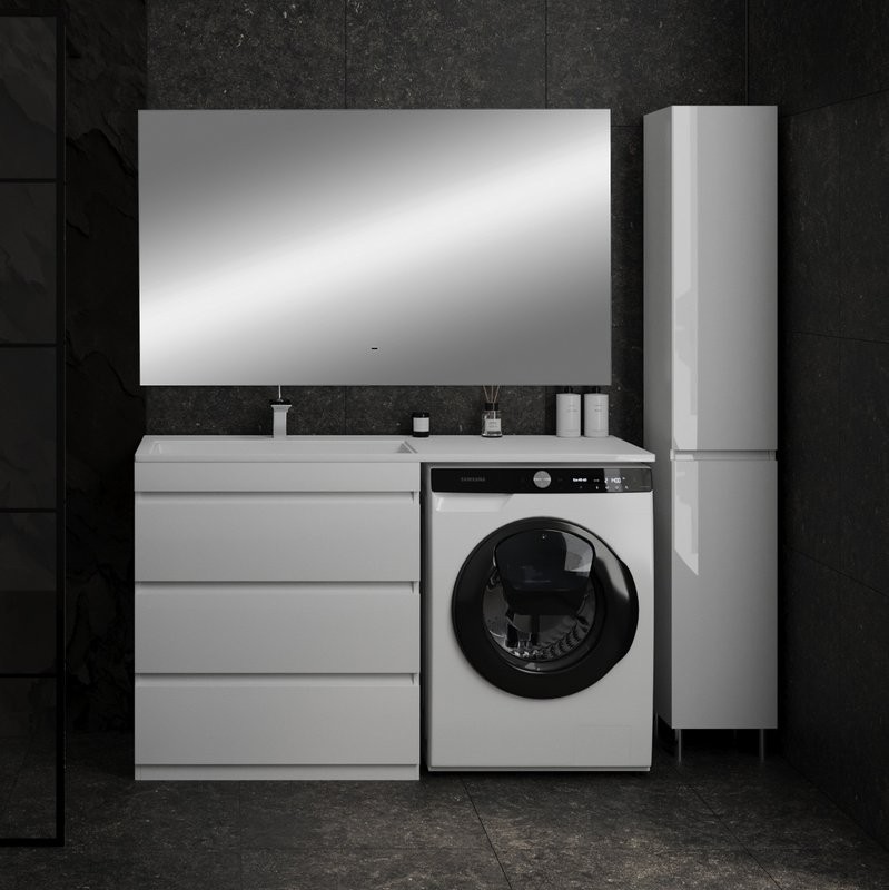 Мебель для ванной комнаты Style Line Даллас 140 L люкс, белая, зеркало DIWO Элиста