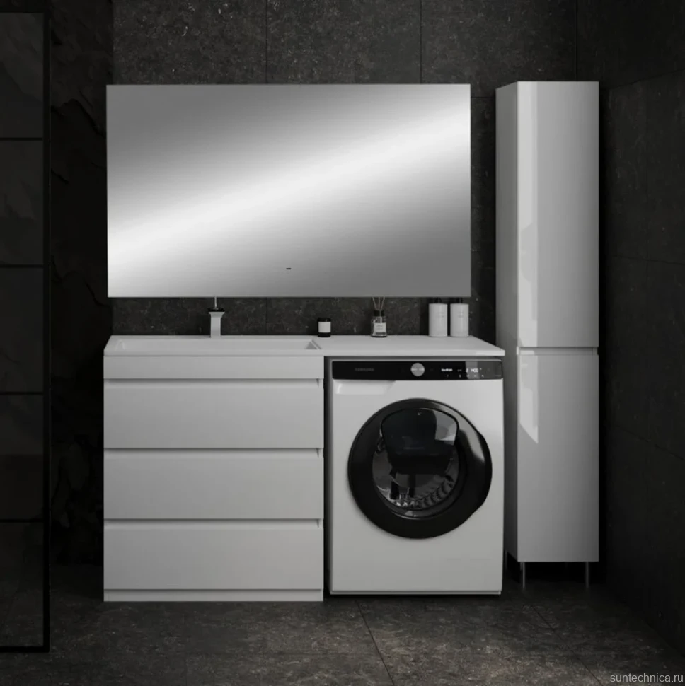 Мебель для ванной комнаты Style Line Даллас 140 L люкс, белая, зеркало DIWO Элиста