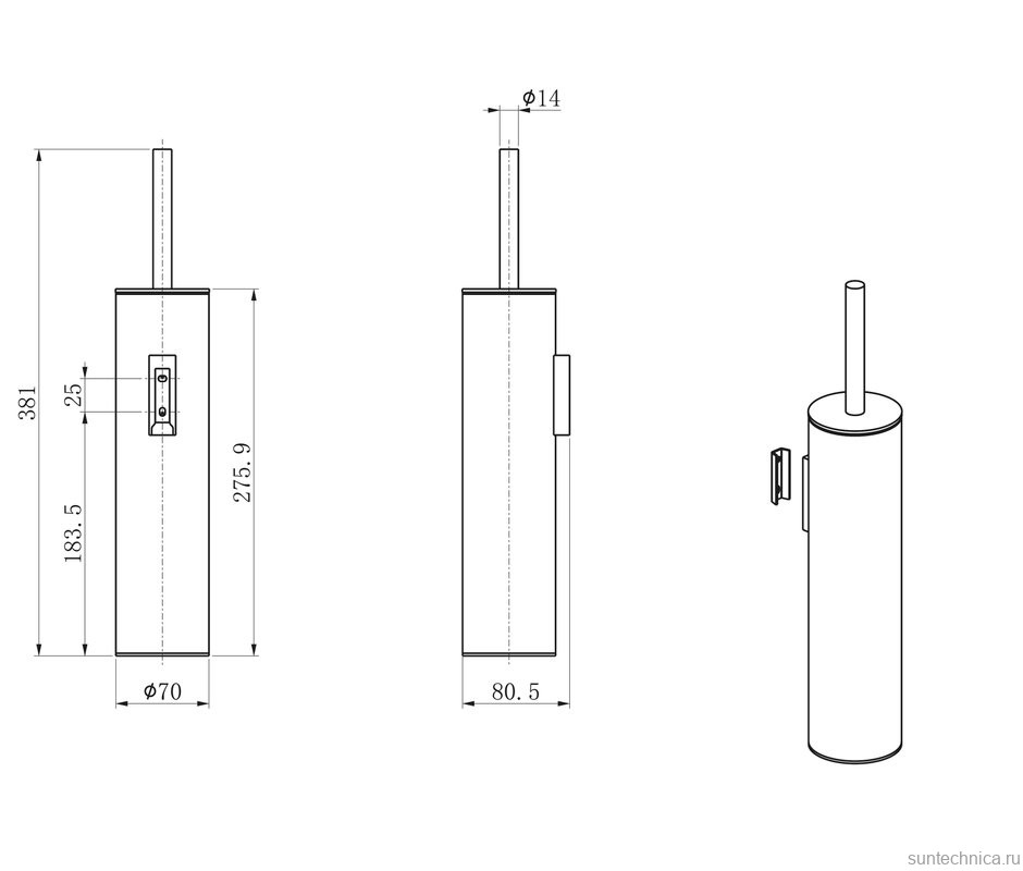 Ершик для унитаза Wonzon & Woghand WW-V4601-MW белый матовый