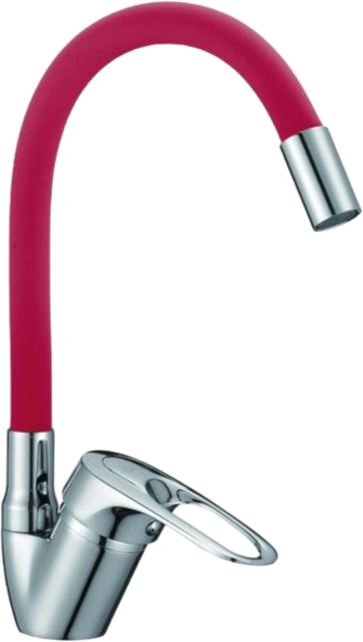 Смеситель для кухни D-lin D150628-4C с гибким изливом, красный