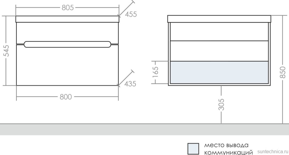 Тумба с раковиной СаНта Лондон 80 подвесная