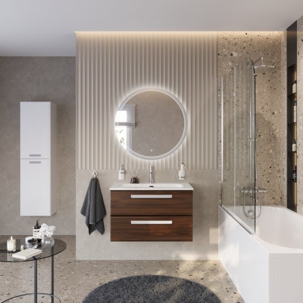 Мебель для ванной комнаты Cezares Eco Cer-N 80 орех шоколад софт, раковина Eco 80, ручки сатин