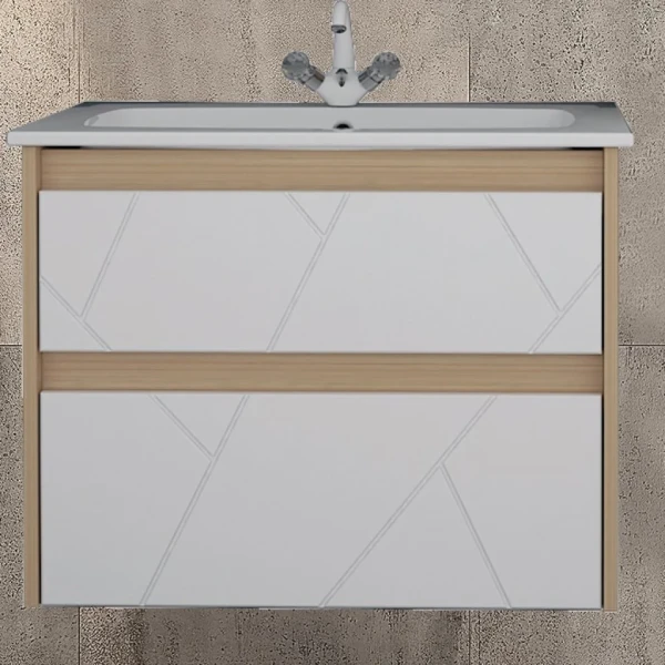 Тумба с раковиной ASB-Mebel Диана 60 белый, дуб янтарный