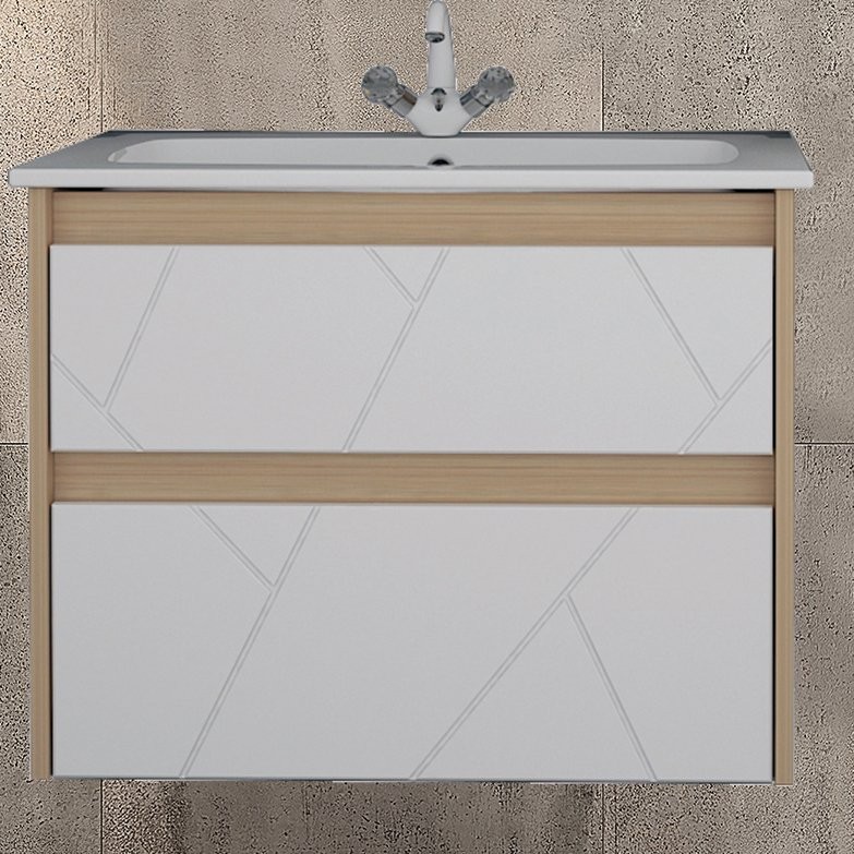 Тумба с раковиной ASB-Mebel Диана 60 белый, дуб янтарный