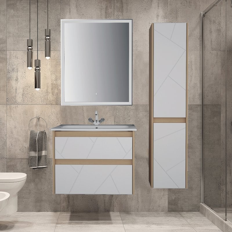 Тумба с раковиной ASB-Mebel Диана 60 белый, дуб янтарный