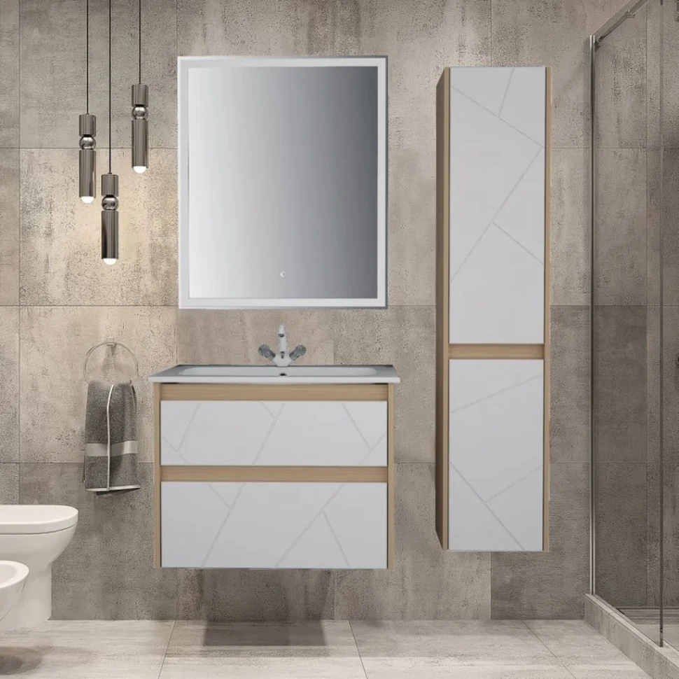 Тумба с раковиной ASB-Mebel Диана 60 белый, дуб янтарный
