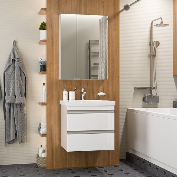 Мебель для ванной комнаты Misty Ингрид 60 подвесная, белая эмаль