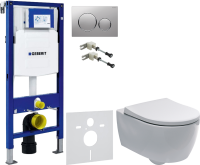 Комплект Унитаз подвесной Geberit iCon + Крышка Slim 500.670.01.1 + Крепления Duofix 111.815.00.1 к стене + Звукоизоляция + Инсталляция UP 320 111.300.00.5 + Кнопка Sigma 20 115.882.JQ.1 хром матовый, хром глянцевый