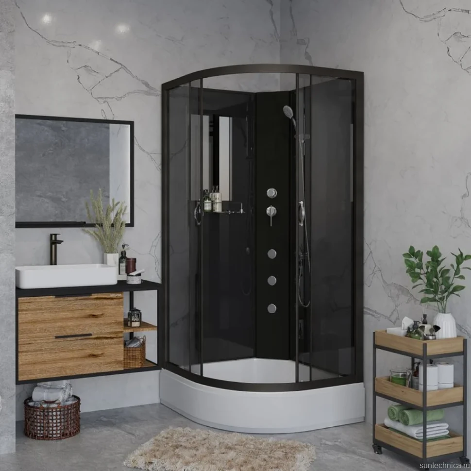 Душевая кабина Niagara Classic NG-6501-14BKG 90x90 см, без крыши, с гидромассажем