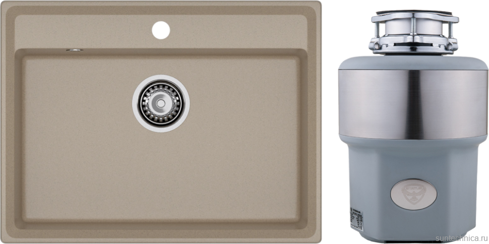 Комплект Мойка GranFest Level LV-660 песочная + Измельчитель Status Premium 300