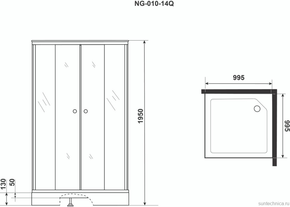 Душевой уголок Niagara Eco NG-010-14Q матовое, с поддоном