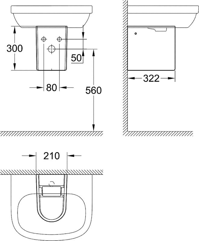 Раковина Grohe Euro Ceramic 39335000 с полупьедесталом