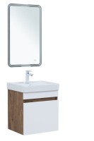 Мебель для ванной комнаты Aquanet Оптима 50 подвесная, дуб рустикальный, белый сатин