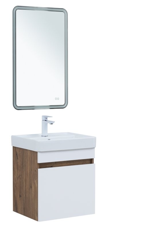Мебель для ванной комнаты Aquanet Оптима 50 подвесная, дуб рустикальный, белый сатин