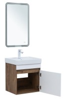 Мебель для ванной комнаты Aquanet Оптима 50 подвесная, дуб рустикальный, белый сатин
