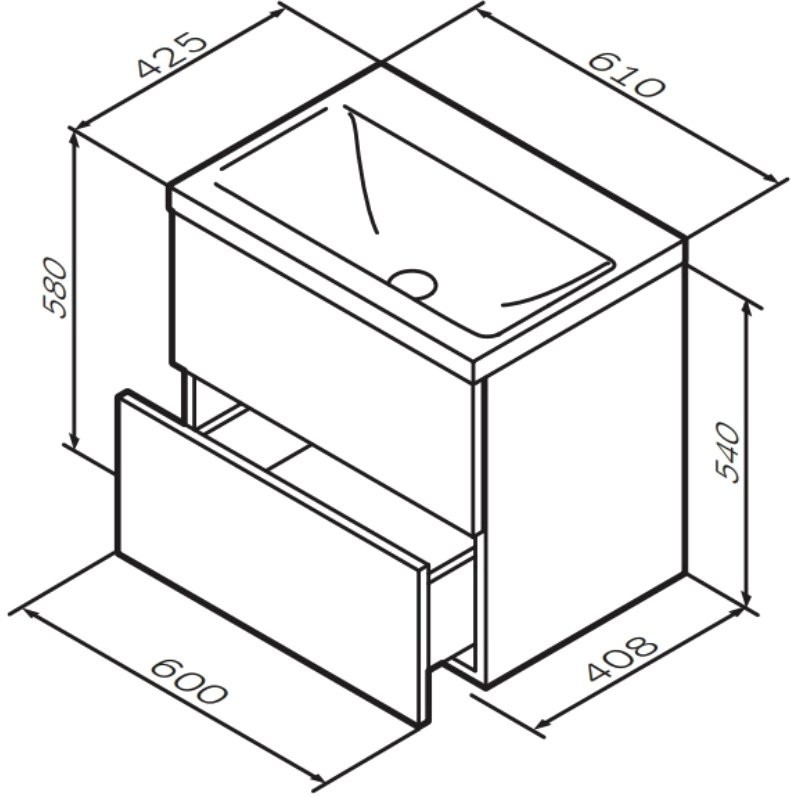 Тумба под раковину без столешницы AM.PM Gem 60 орех, подвесная
