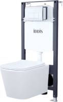 Комплект IDDIS BASBI01i73 Унитаз подвесной, с микролифтом + Система инсталляции + Кнопка смыва глянцевый хром