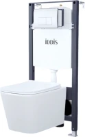 Комплект IDDIS BASBI01i73 Унитаз подвесной, с микролифтом + Система инсталляции + Кнопка смыва глянцевый хром