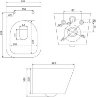 Комплект IDDIS BASBI01i73 Унитаз подвесной, с микролифтом + Система инсталляции + Кнопка смыва глянцевый хром