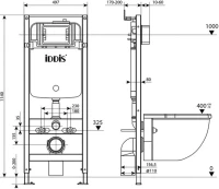 Комплект IDDIS BASBI01i73 Унитаз подвесной, с микролифтом + Система инсталляции + Кнопка смыва глянцевый хром