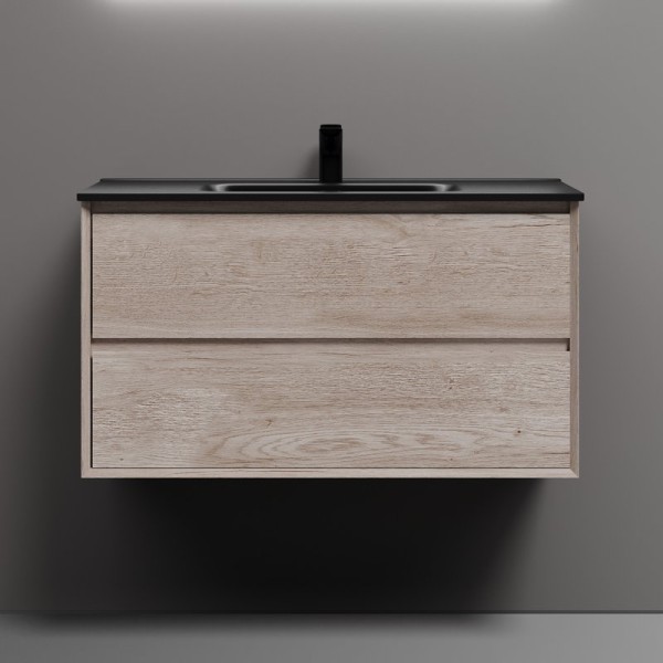 Тумба с раковиной Sancos Marmi 2.0 90 дуб галифакс натуральный, раковина CN7002MB