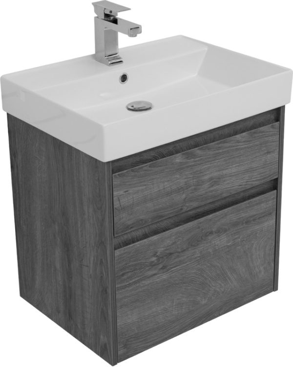Тумба с раковиной Aquanet Nova Lite 60 дуб рошелье, 2 ящика