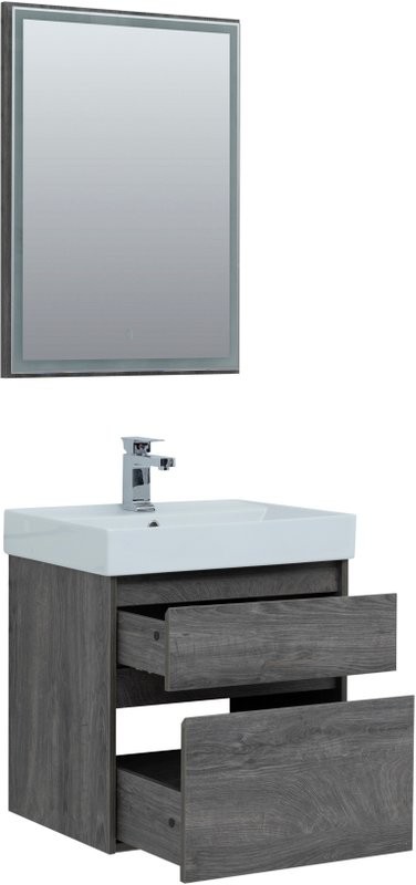 Тумба с раковиной Aquanet Nova Lite 60 дуб рошелье, 2 ящика
