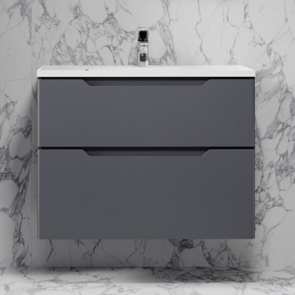 Тумба с раковиной Raval Wector 80, подвесная, антрацит