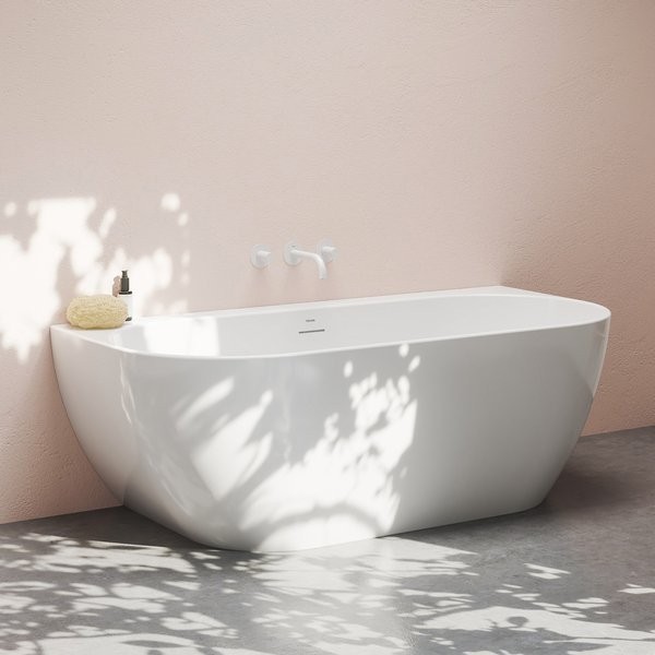 Акриловая ванна Ravak Freedom 165x80 см, пристенная, белая, с каркасом, со сливом-переливом, фурнитура белая