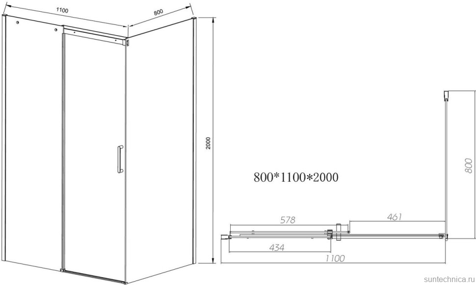 Душевой уголок Vincea Dice VSR-4D8011CL 110х80 см, профиль хром